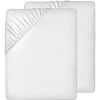 PAWNORA White Double 2X Fitted Sheet Extra Deep