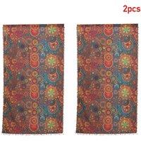 PAWNORA 132x160cm 2 Panels Boho Window Curtains in Red | Size: 132x160 cm