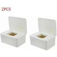 PAWNORA White Wipes Dispenser Box with Lid Toilet Tissue Holder 2PC