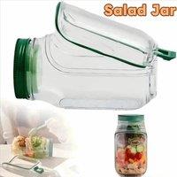 PAWNORA Salad Pod Container Mason Jar Leakproof Fruit Storage Box in Clear