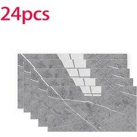 PAWNORA Grey 24pc Marble Wall Tiles PVC Self Adhesive Kitchen