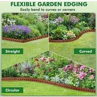 NESTLUNE 5m x 20cm Corten Steel Lawn Edging in Brown | Size: 5m x 20 cm