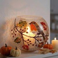Garden Greatness Autumn Robin Glass Votive Candle Holder | Size: 1 Pack