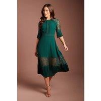 Coast Women's Lace Insert Midi Dress in Emerald | Size: 16
