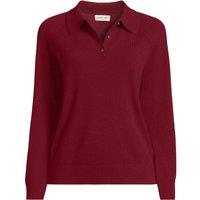 Lands' End Women's Cashmere Polo Jumper in Dark Red | Size: XS