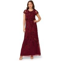 Adrianna Papell Women's Blouson Beaded Long Dress in Red | Size: 8