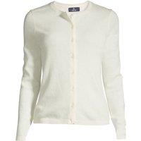 Lands' End Women's Crew Neck Cashmere Cardigan in Ivory | Size: 8