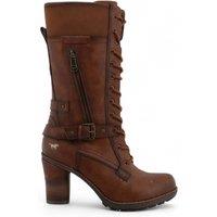 Mustang Women's Mid-Calf Lace Up Heeled Combat Boots in Brown | Size: 7.5