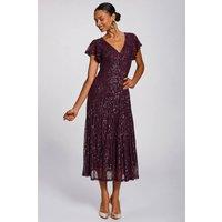 Jolie Moi Women's Sequin V-Neck Fit & Flare Maxi Dress in Purple | Size: 10