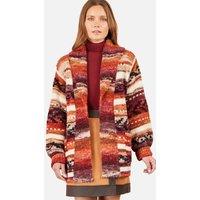Yumi Women's Stripe Fairisle Soft Wrap Cardigan in Burnt Orange | Size: Small