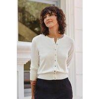 Pure Collection Women's Cashmere Cropped Cardigan in White | Size: 16