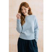 Lily & Me Women's Elodie Stretch Blended Yarn Outfitter Jumper with Scalloped Neck in Mid Blue | Size: 12