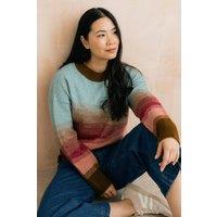 Lily & Me Women's Artist Ombre Colour Block Blended Yarn Knitted Jumper with Round Neck in Raspberry | Size: 8