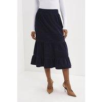 Finery London Women's Marcella Corduroy Lace Detail Midi Skirt in Dark Navy | Size: 24