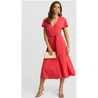 Faia Women's Claire Coral Cape Sleeve Wrap Dress | Size: Medium