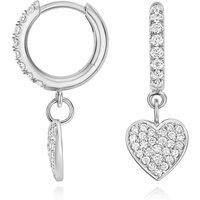 Cervin Blanc Women's Lab Grown Diamond Heart Huggies in Silver 0.50CT