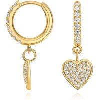 Cervin Blanc Women's Lab Grown Diamond Heart Huggies in Silver Gold Plated 0.50CT