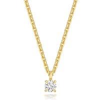 Cervin Blanc Women's Lab Grown Round Diamond 4 Claw Necklet in Gold Plated Silver
