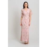 Gina Bacconi Women's Myla Beaded Maxi Dress in Pink | Size: 20