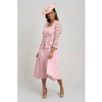 Gina Bacconi Women's Patty Embellished Lace Jacket & Chiffon Midi Dress in Pink | Size: 12