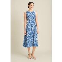 Gina Bacconi Women's Odelia Floral Print Midi Dress in Navy | Size: 16