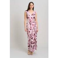 Gina Bacconi Women's Perla Stretch Floral Diamante Trim Maxi Dress in Rose | Size: 18