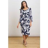 Gina Bacconi Women's Harmony Floral Print Dress in Navy | Size: 18