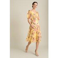 Gina Bacconi Women's Agatha Floral Chiffon Dress in Yellow | Size: 16