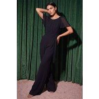 Roman Women's Sparkly Trim Neckline Jumpsuit in Black | Size: 16