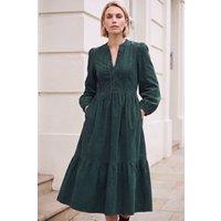 Roman Women's Ric Rac Trim Corduroy Dress in Dark Green | Size: 10