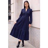 Roman Women's Ric Rac Trim Corduroy Dress in Navy | Size: 14