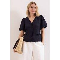 Phase Eight Women's Audrey Linen Blouse in Dark Navy | Size: 12