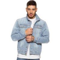 Enzo Men's Regular Fit Denim Jacket in Light Blue | Size: Medium