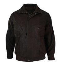 TruClothing Men's Leather Bomber Jacket in Brown | Size: XL