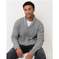threadbare Men's Cable Knit Shawl Cardigan in Grey | Size: Medium