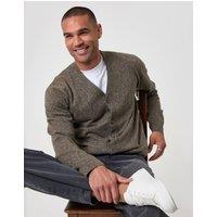 threadbare Men's Jersey Stitch Button Up Cardigan in Beige | Size: Large