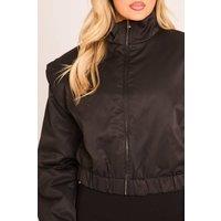 Rebellious Fashion Women's Desmen Zip Up Bomber Jacket in Black | Size: 8