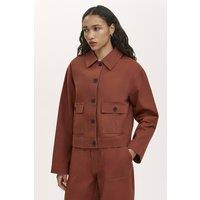 Finery London Women's Kelsie Cotton Canvas Button Front Jacket in Maroon | Size: 12