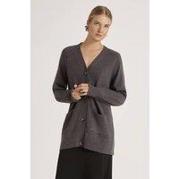 Finery London Women's Mila V-Neck Buttoned Cardigan in Dark Grey | Size: 10