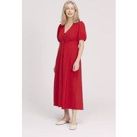 Finery London Women's Robyn Button Through Midi Dress in Red | Size: 16