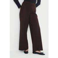 Finery London Women's Kenzie Short Ponte Wide Leg Trousers in Chocolate | Size: 12