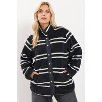 Yours Women's Stripe Placket Fleece in Black | Size: 20