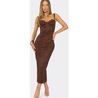 EGO Women's Strappy Lace Trim Maxi Dress in Chocolate | Size: 6