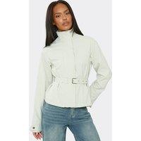 EGO Women's Long Sleeve Belted High Neck Jacket in Lemon | Size: 10