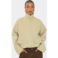 EGO Women's Long Sleeve High Neck Pocket Detail Jacket in Light Sand | Size: 10
