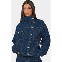 EGO Women's Long Sleeve Button Denim Jacket in Dark Blue | Size: 12