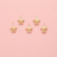 Club Green Gold Metallic Star Celebration Candles - Pack of 5