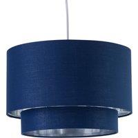 First Choice Lighting Kozy - Navy Blue & Silver 30cm Pendant Shade