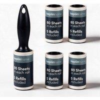 Keplin Lint Roller, 5 Sticky Replacement Heads & 1 Handle (5 Pack/400 Sheets) in Grey