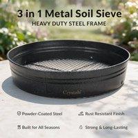 Crystals Garden Soil Sieve Metal Riddle 12mm 6mm 3mm Mesh Sifter Compost Stone in Black
